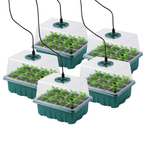 Set 5 Bandejas Germinador Alto Con Luz Invernadero Semillero
